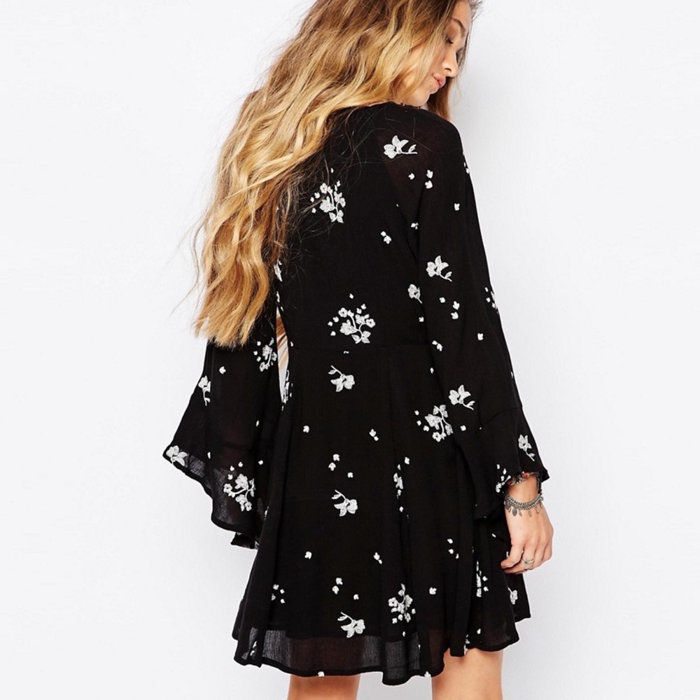 Free People Jasmine Dress Bell Sleeve Faux Wrap